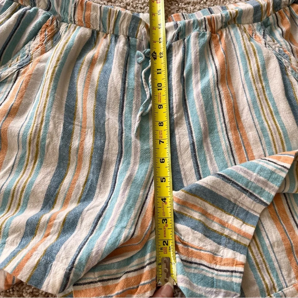 Briggs Linen Shorts Size‎ XL Striped Elastic Drawstring Coastal Beach Vacation